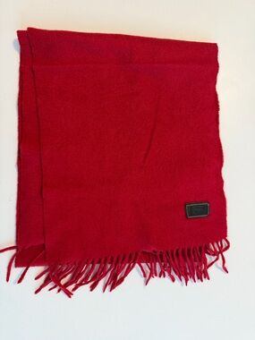 Coach Vintage Red Fringed Cashmere Scarf